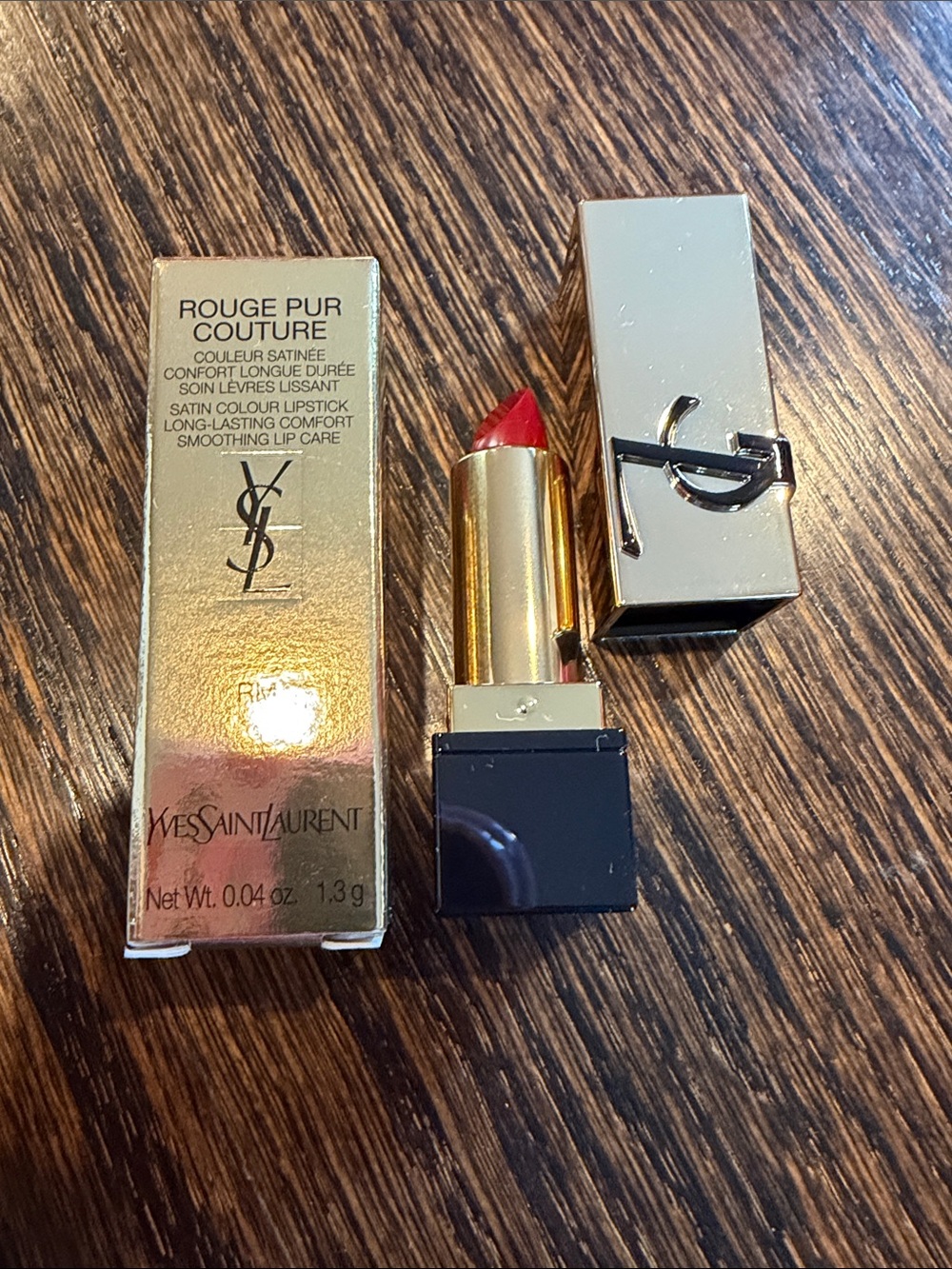 Yves Saint Laurent Satin Lipstick in Classic Red with Gold Case